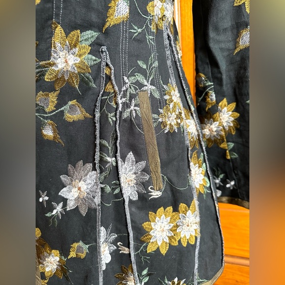 Neesh by DAR Anthropologie tapestry frock coat medium cotton linen embroidered - Picture 9 of 9